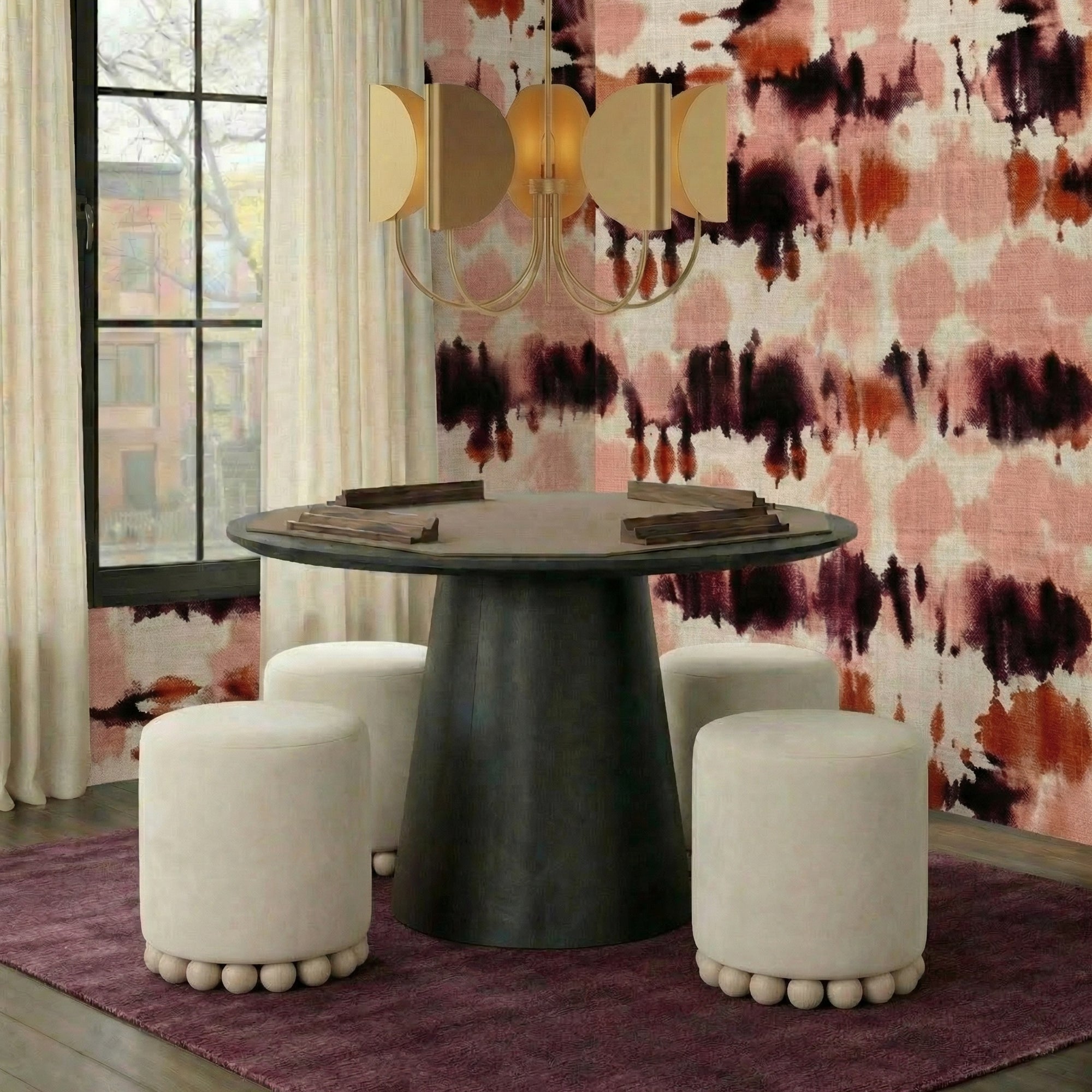 Dex Cream Upcycled Performance Fabric Ottoman