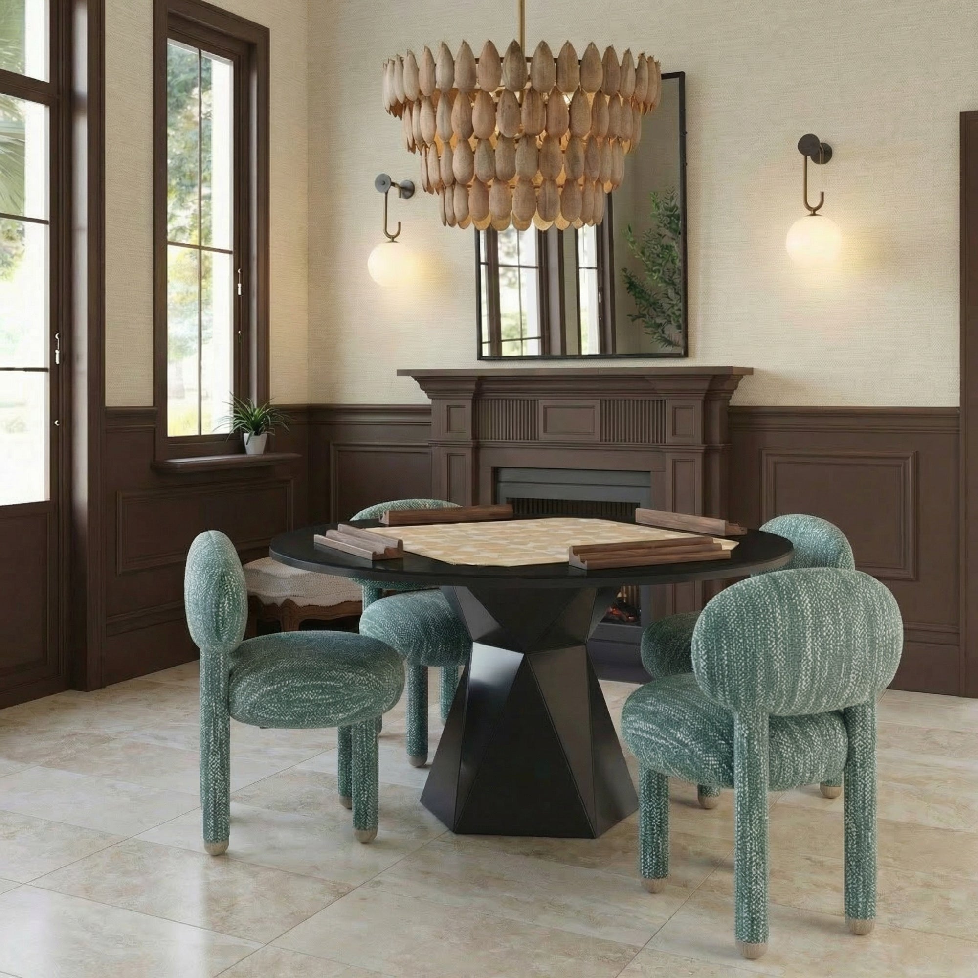 Manu Nubby Teal Performance Fabric Side Chair