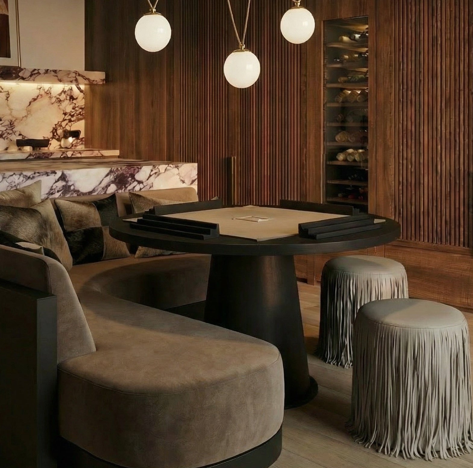 Fringe Grey Vegan Leather Stool