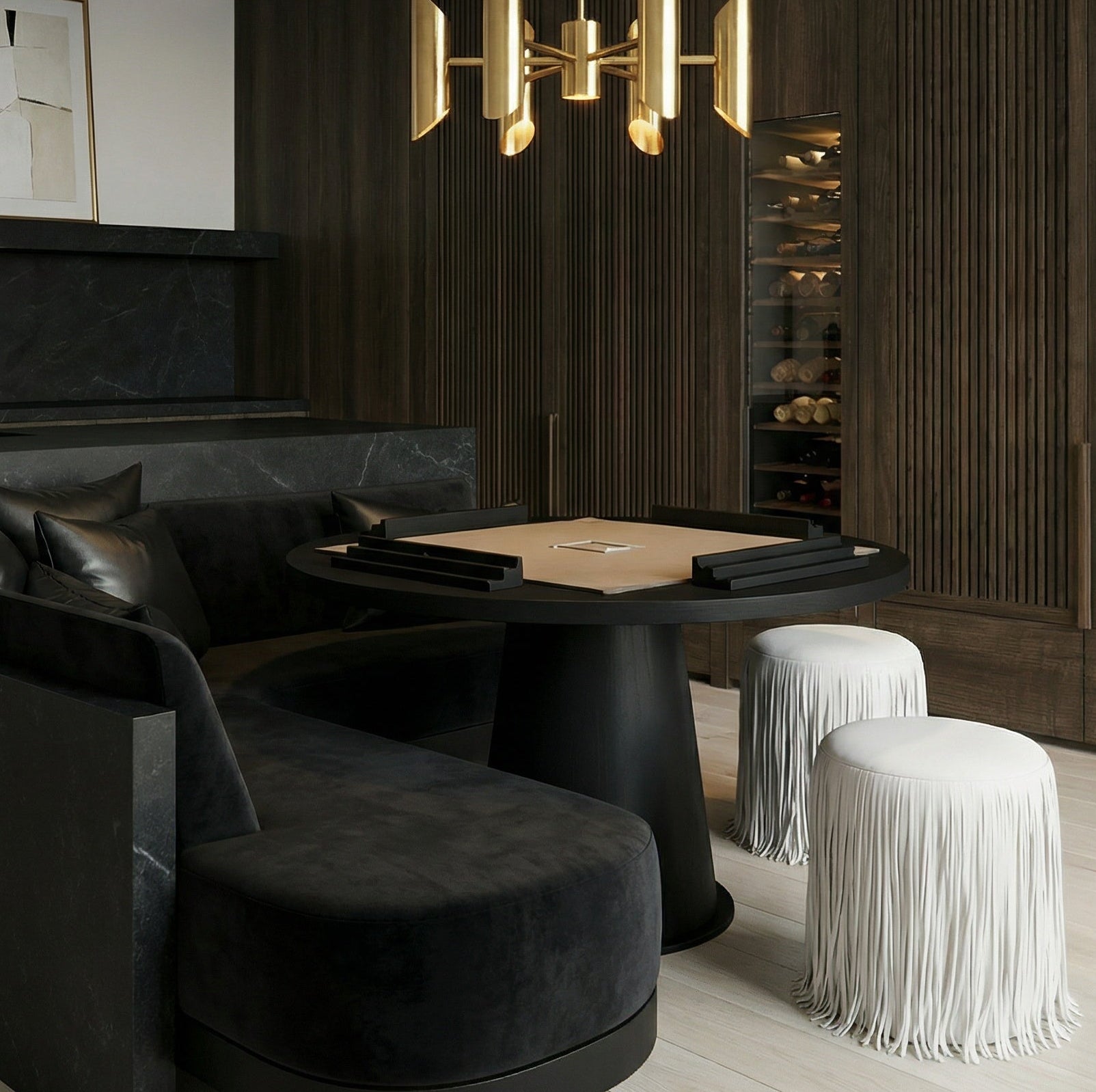 Fringe Ivory Vegan Leather Stool