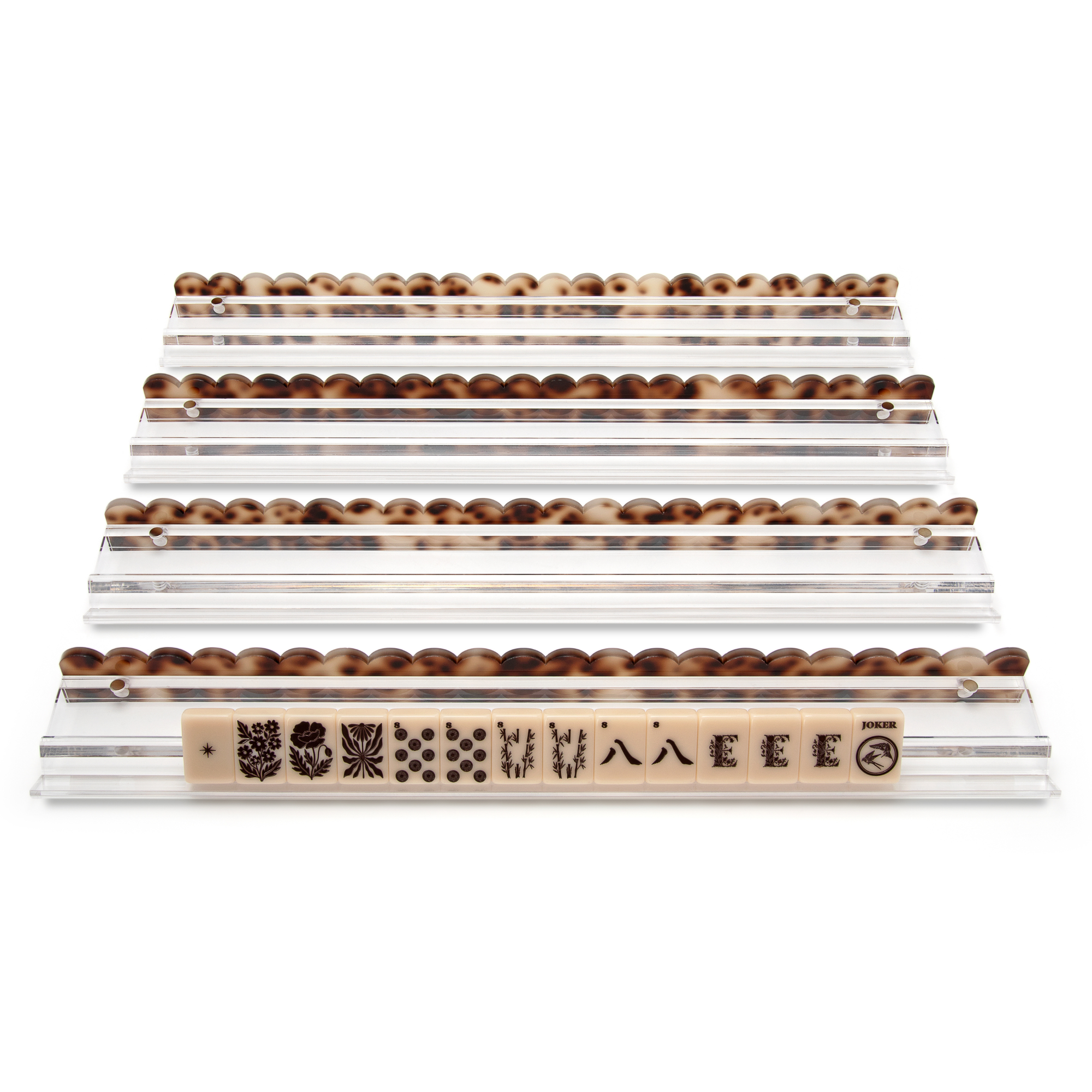 Tortoise Scalloped Acrylic Mahjong Pusher Add On (Set of 4)