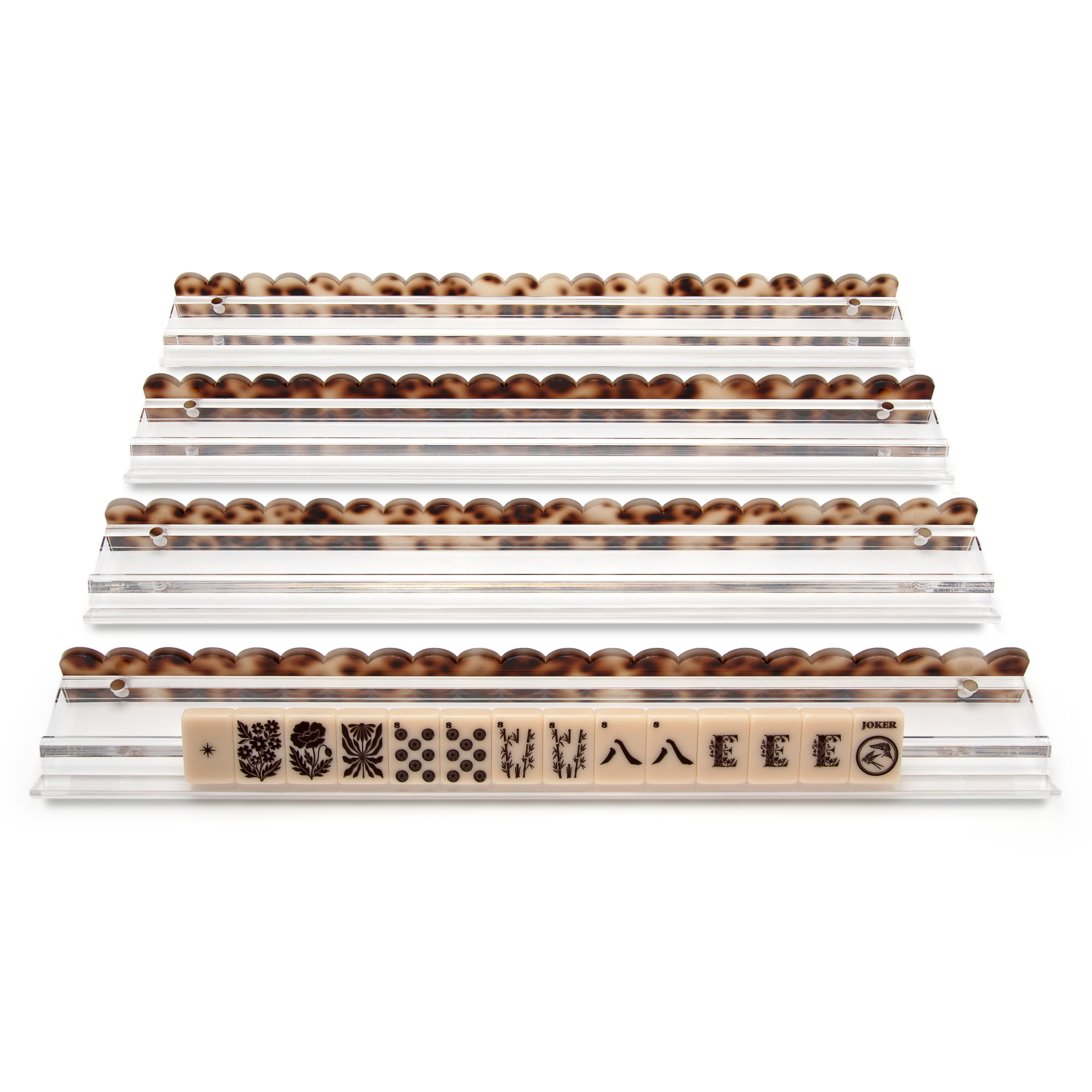 Tortoise Scalloped Acrylic Mahjong Pusher Add On (Set of 4)