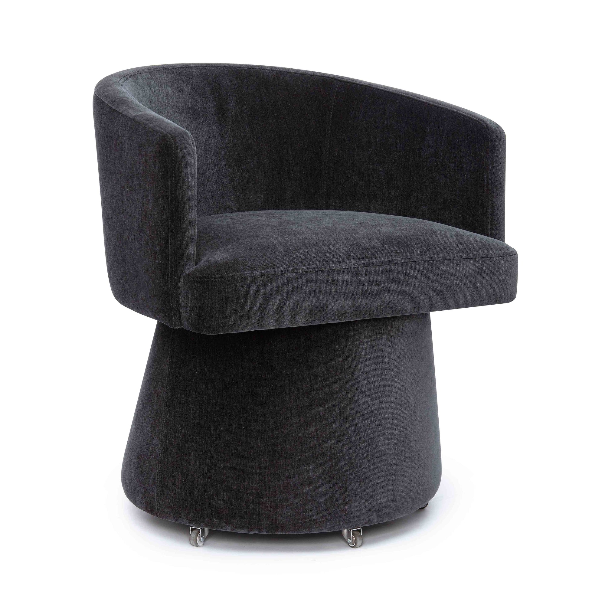 Kristen Black Chenille Rolling Mahjong Chair