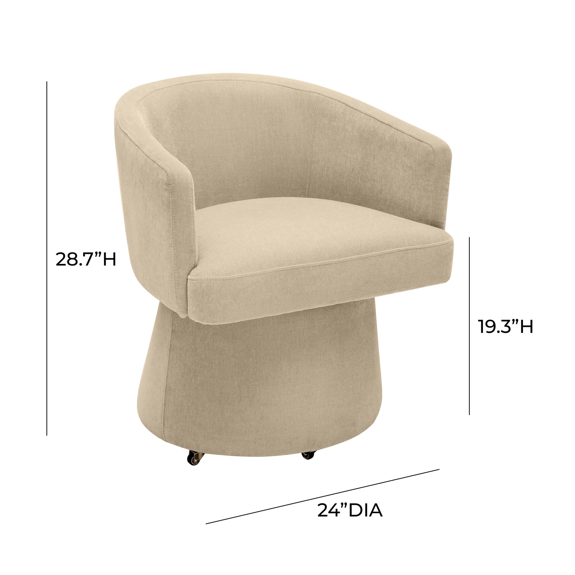Kristen Taupe Chenille Rolling Mahjong Chair