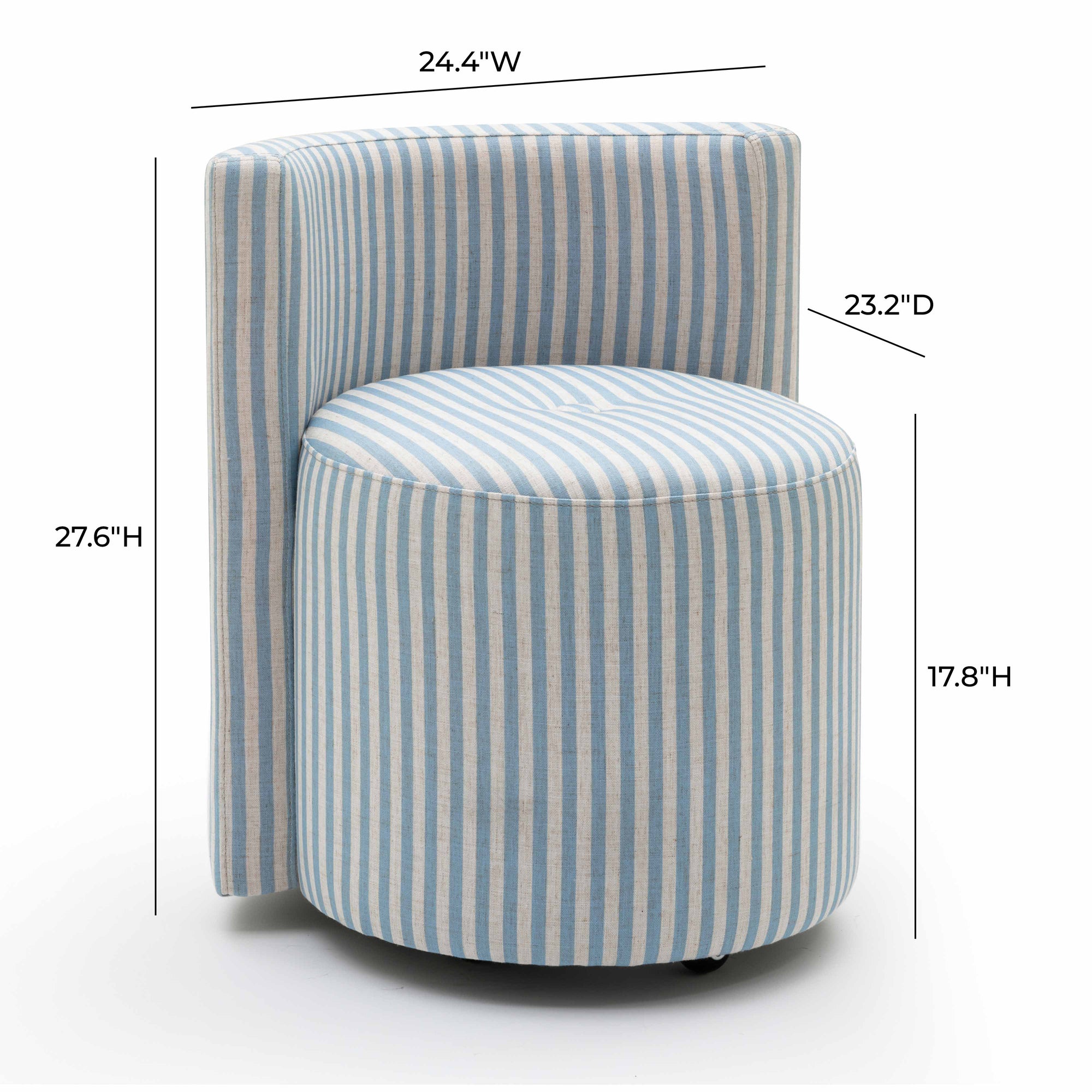 Alyssa Blue Striped Performance Linen Rolling Chair