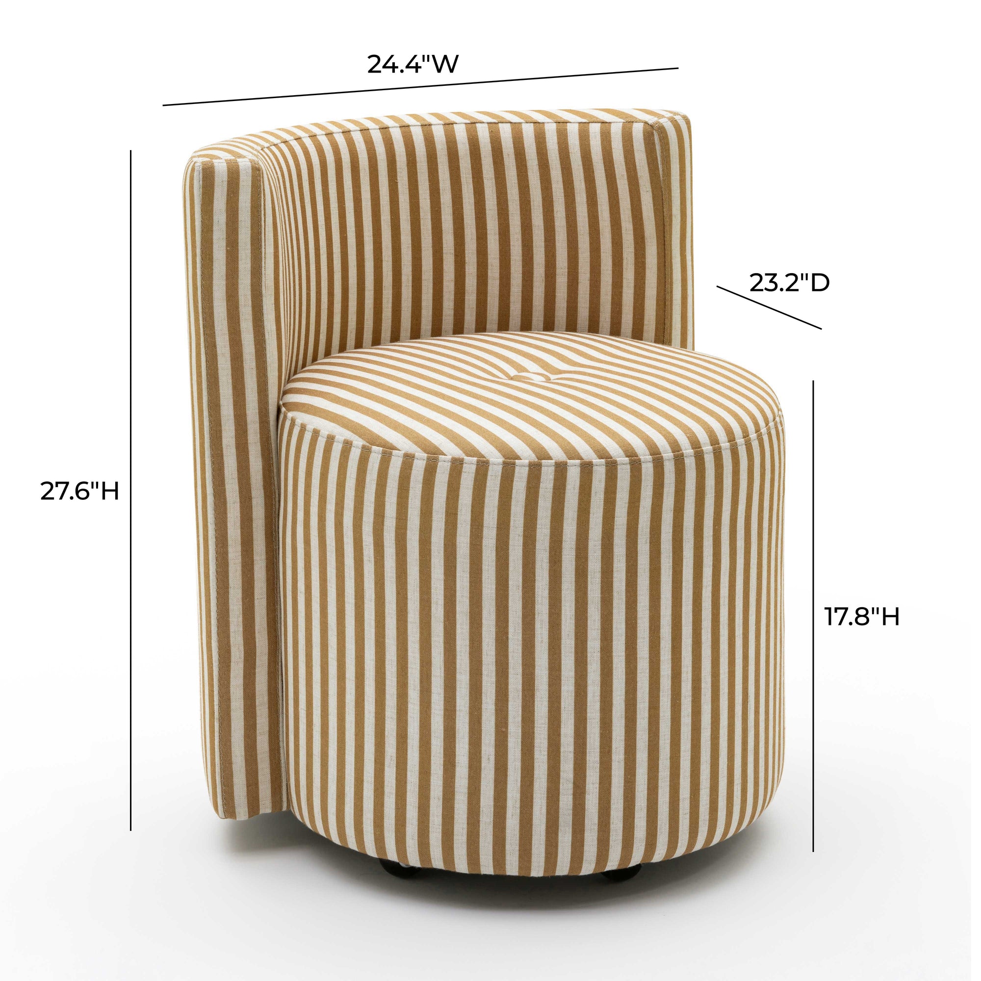 Alyssa Mustard Striped Performance Linen Rolling Chair