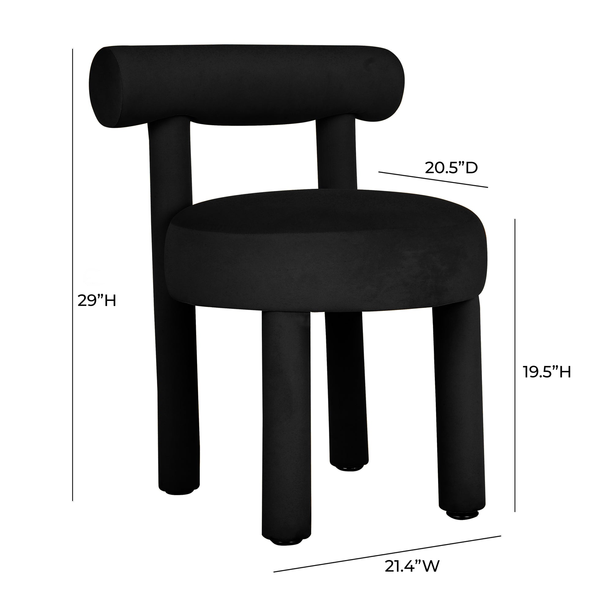 Carmel Black Performance Velvet Dining Chair