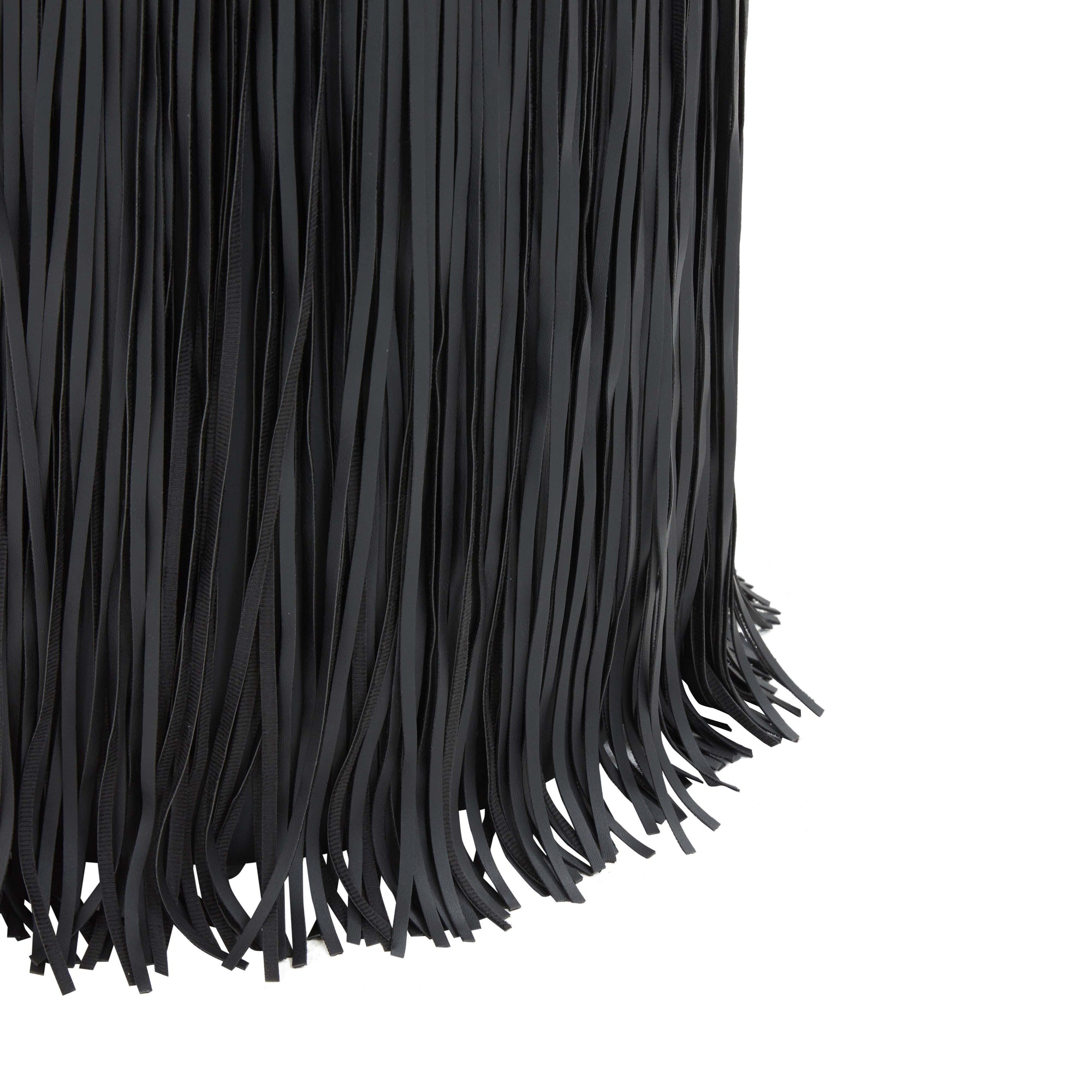 Fringe Black Vegan Leather Stool