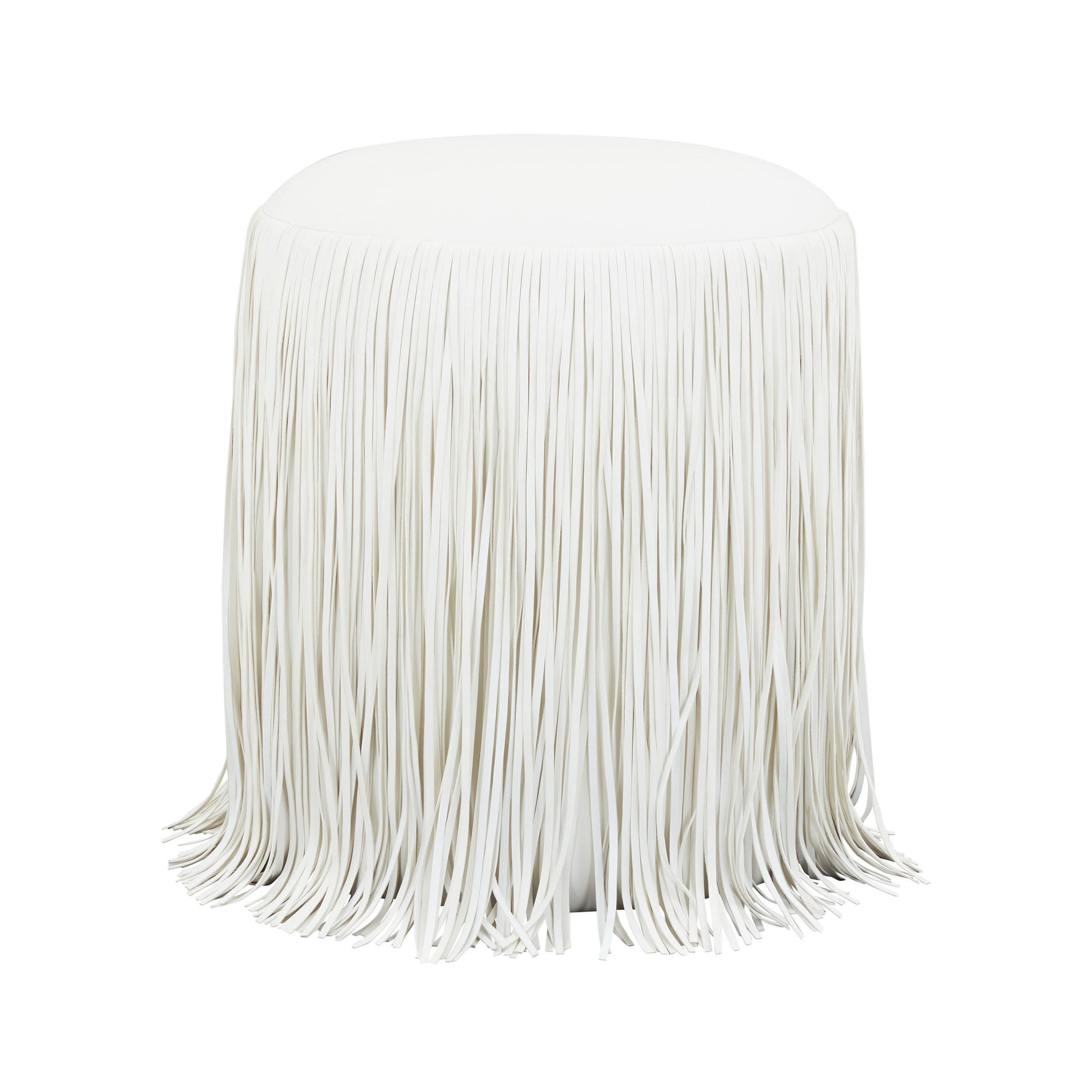 Fringe Ivory Vegan Leather Stool