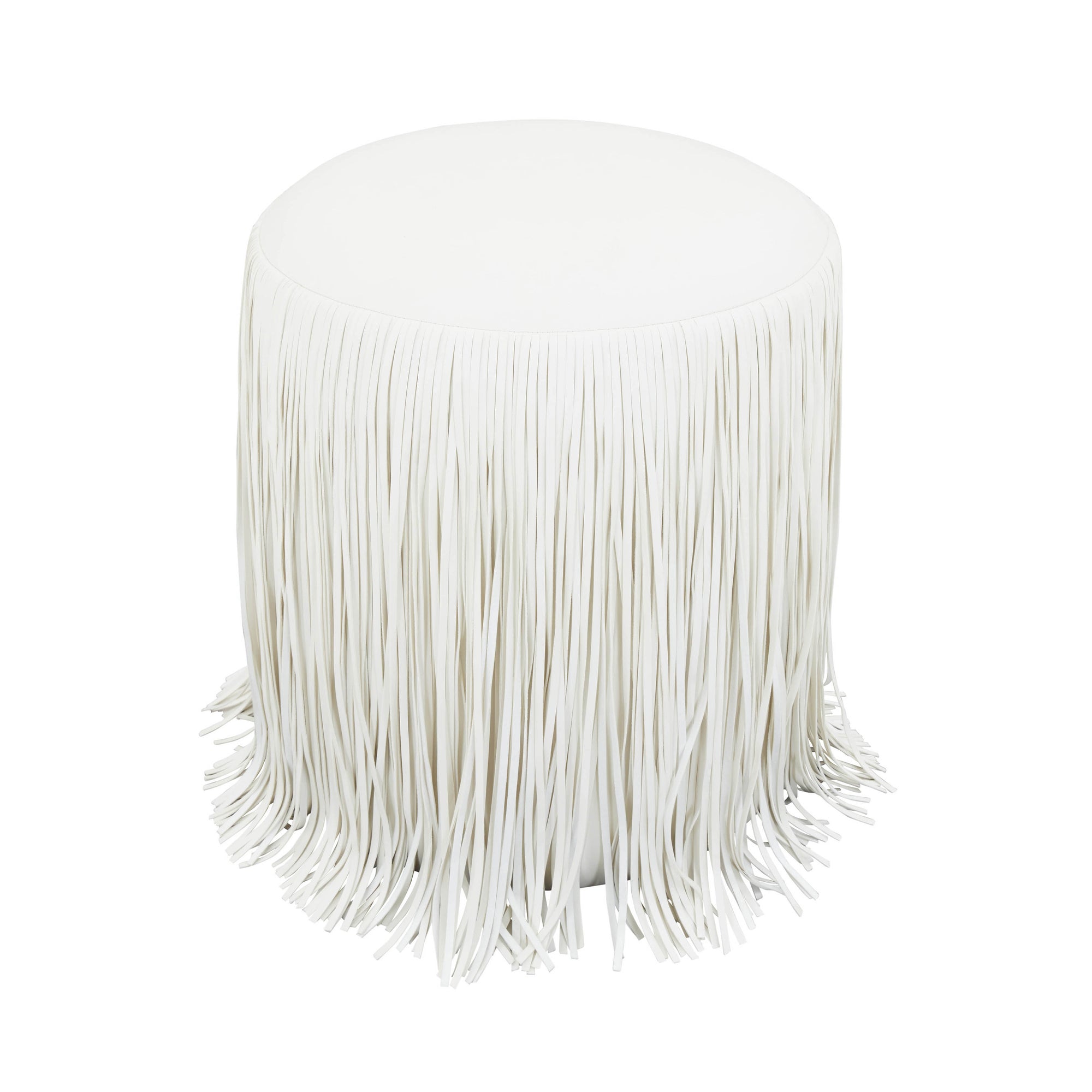 Fringe Ivory Vegan Leather Stool