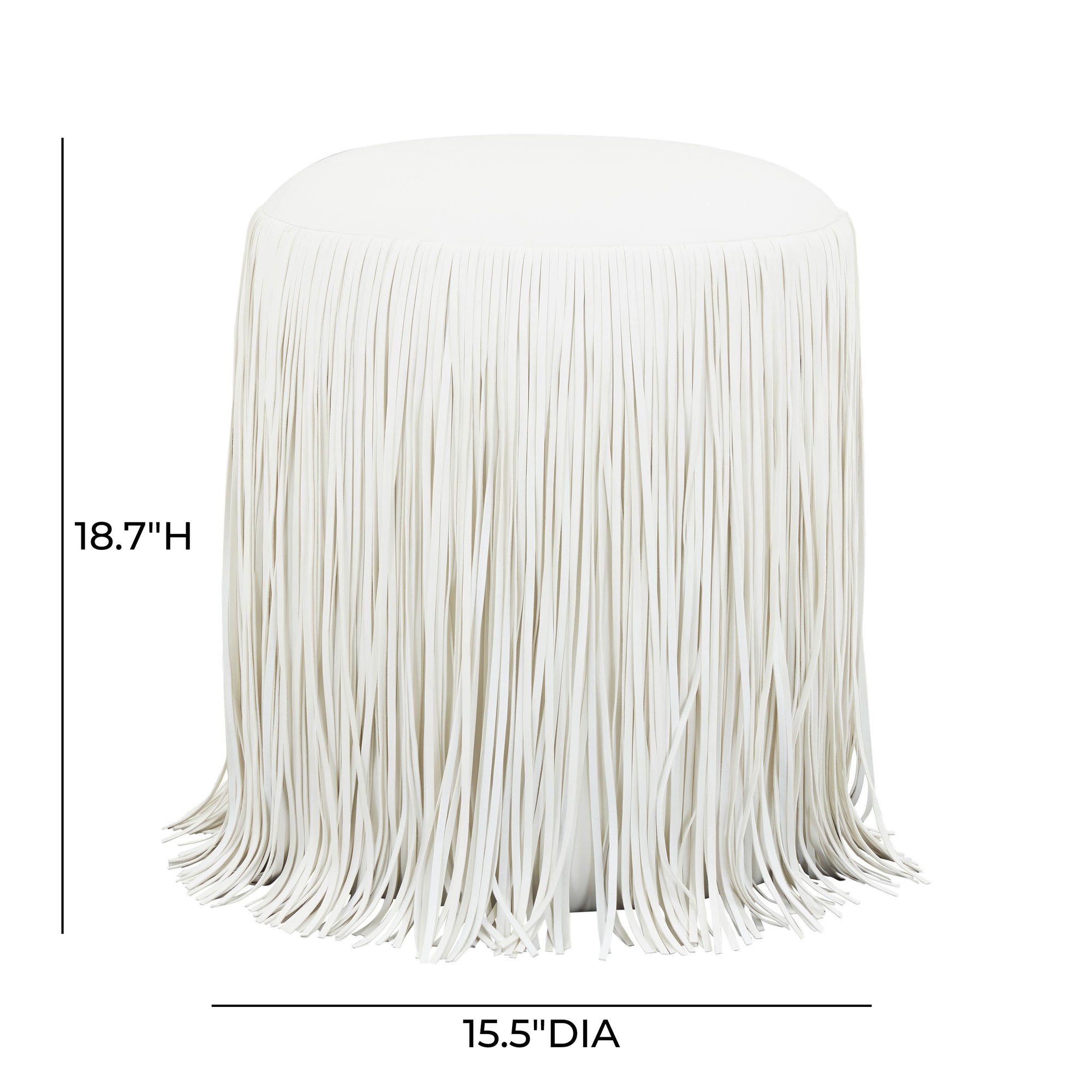 Fringe Ivory Vegan Leather Stool