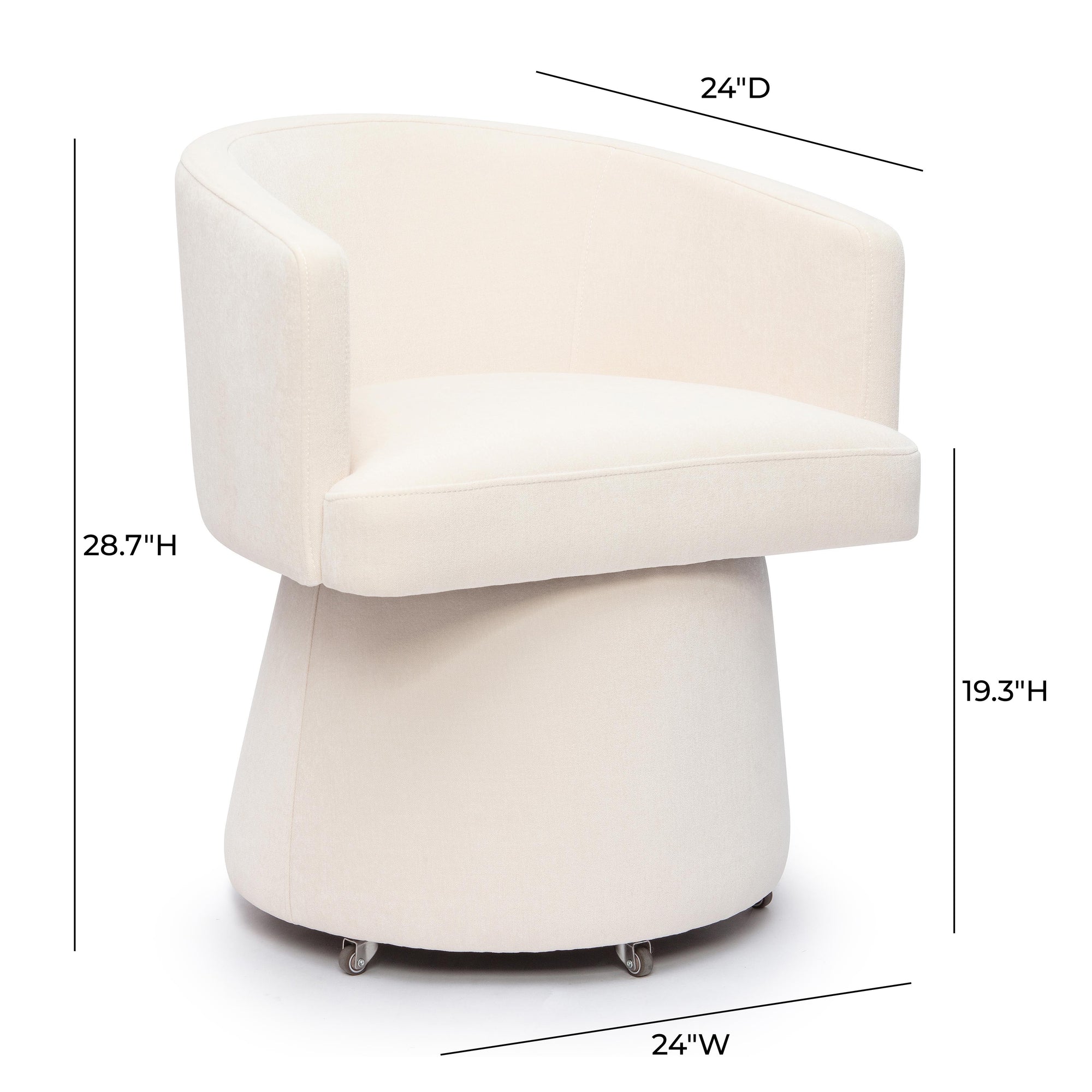 Kristen Ivory Chenille Rolling Mahjong Chair