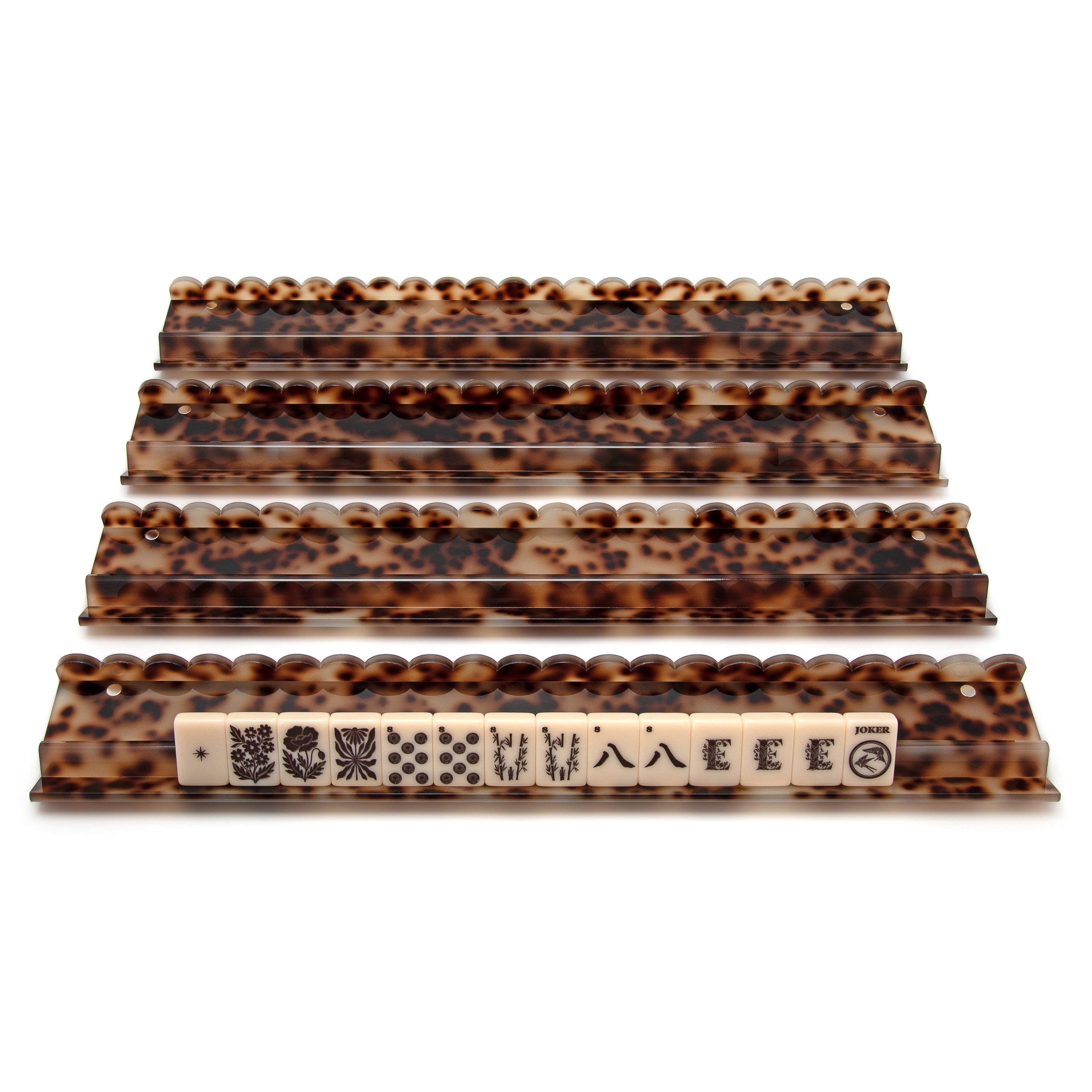 Tortoise Scalloped Acrylic Mahjong Rack Set