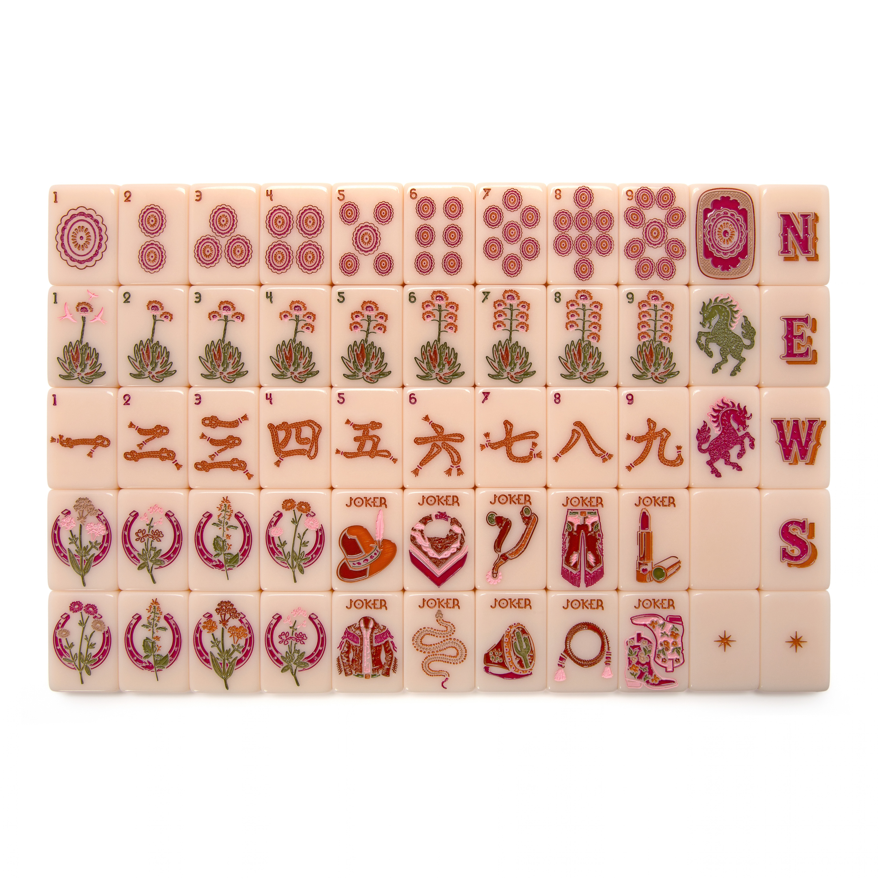 Wild Mare Mahjong Tile Set - Desert Rose
