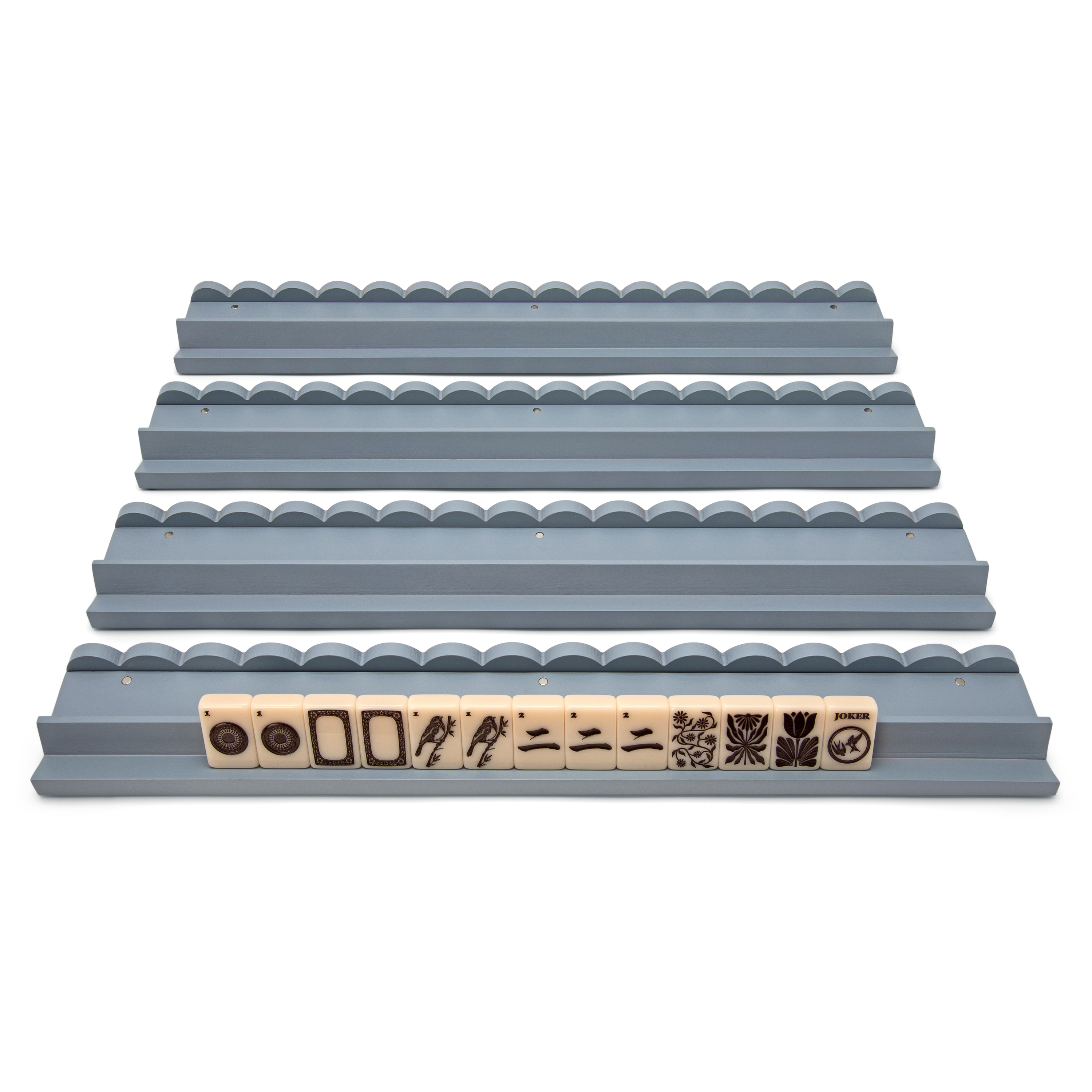 Blue Willow Scalloped Mahjong Rack Set