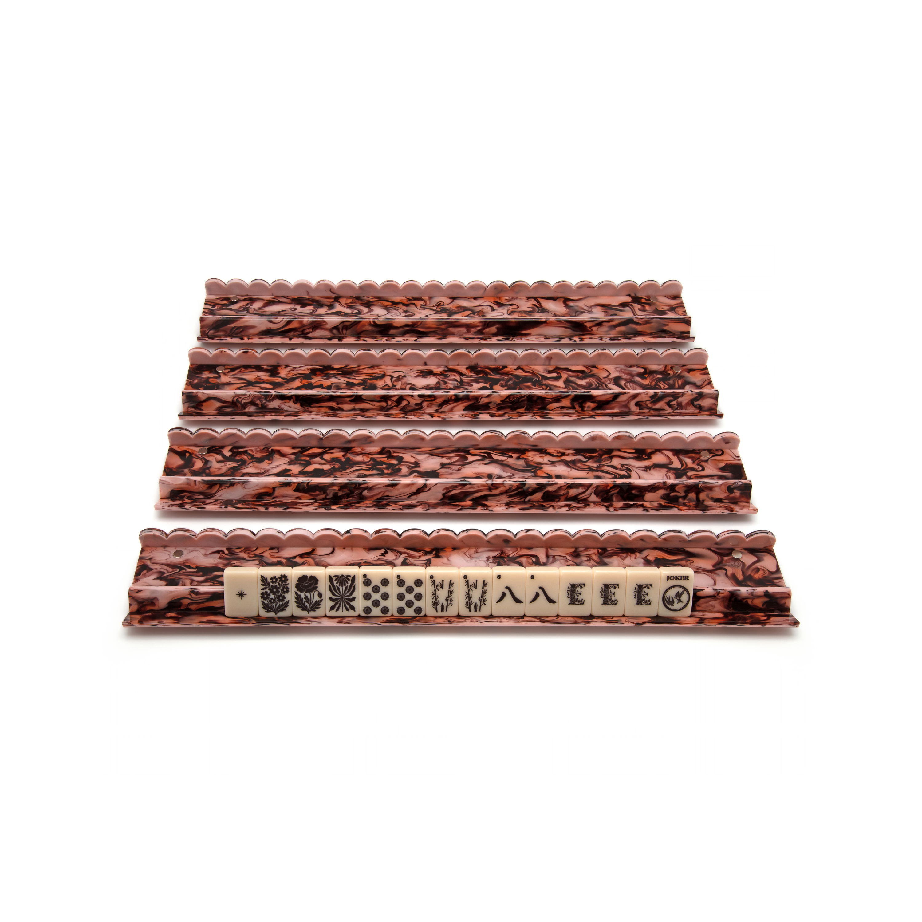 Bordeaux Marble Scalloped Acrylic Mahjong Rack Set