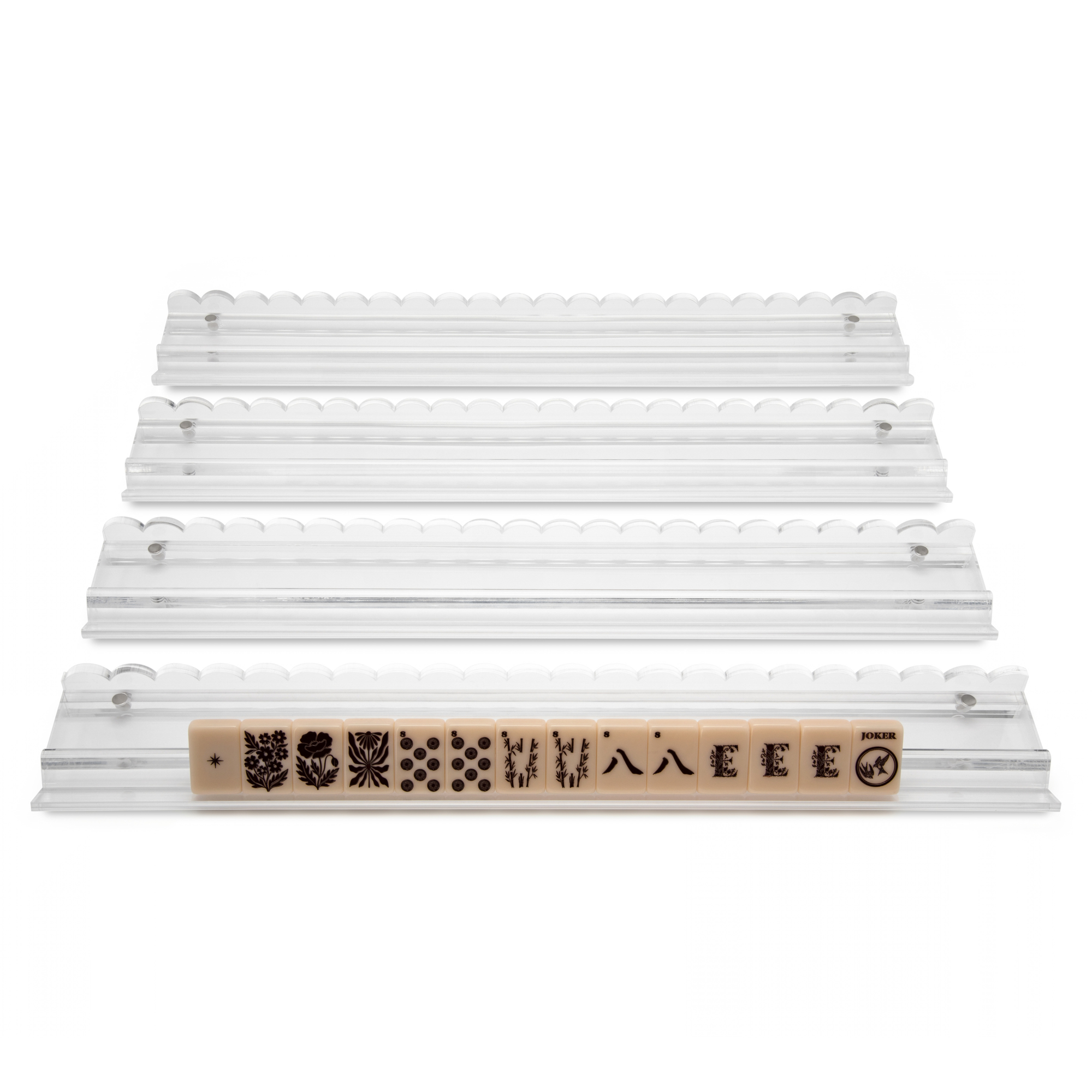 Clear Scalloped Acrylic Mahjong Rack Set