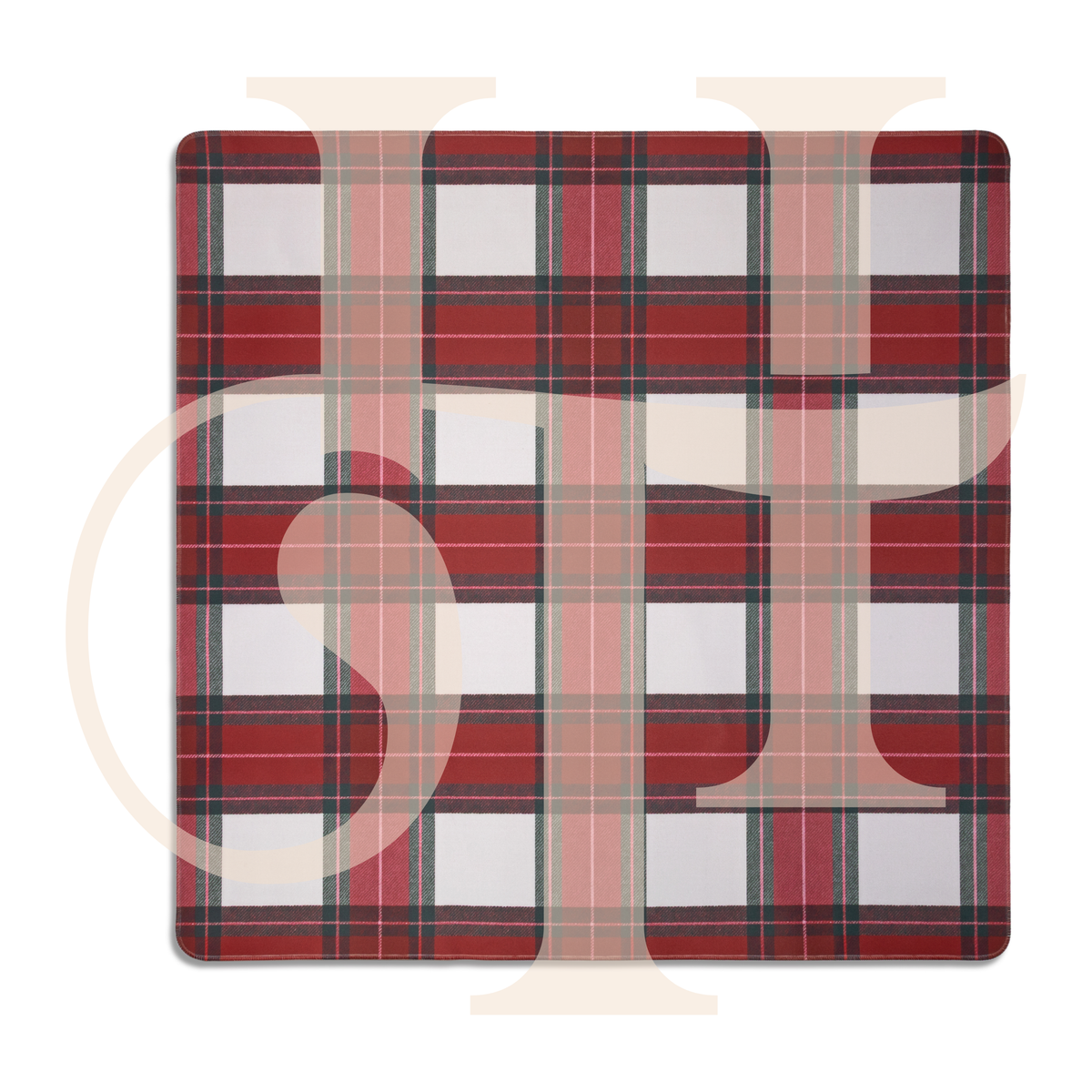 Crimson & Pine Plaid Mahjong Mat | No Grommet