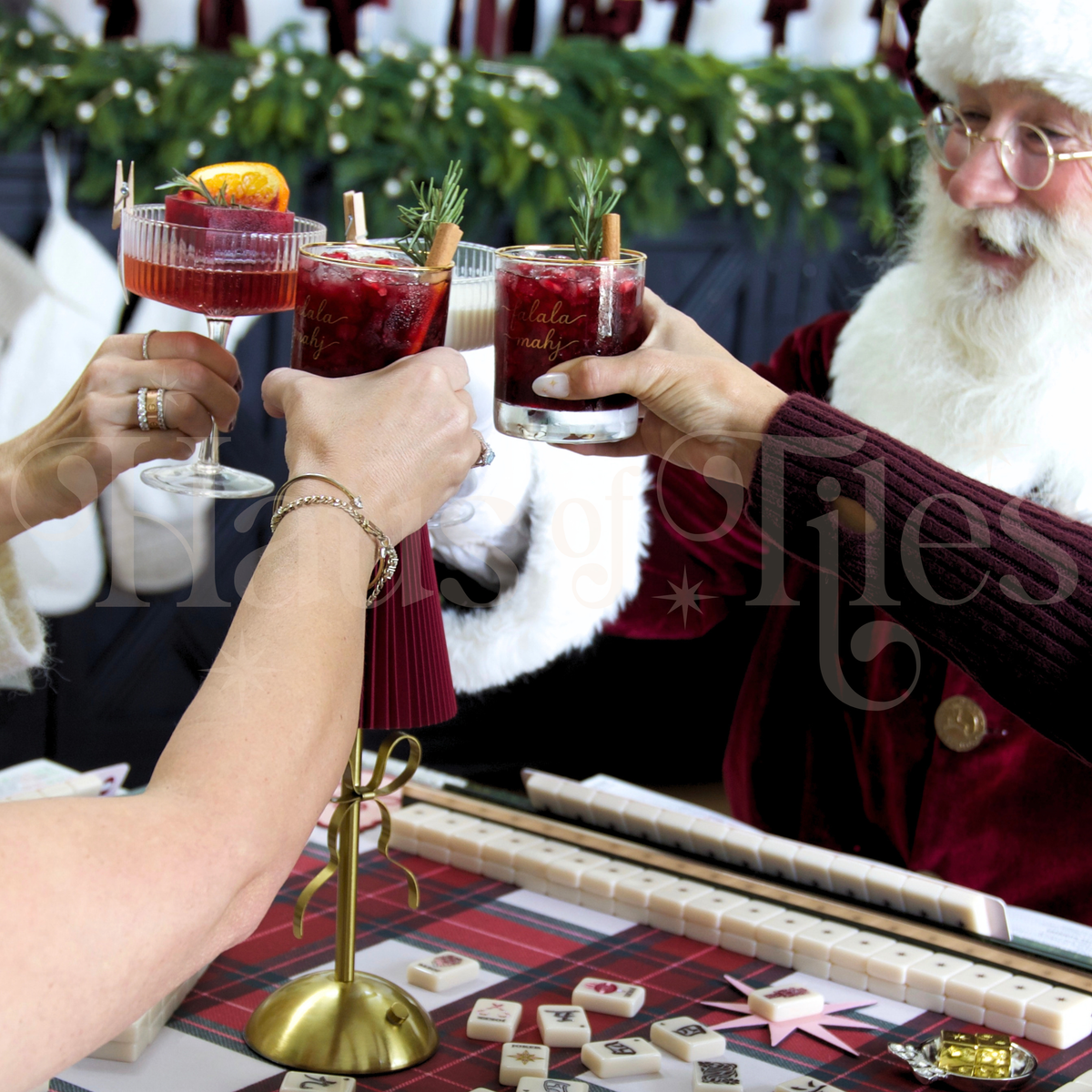Fa La La Mahj Christmas Cocktail Glasses