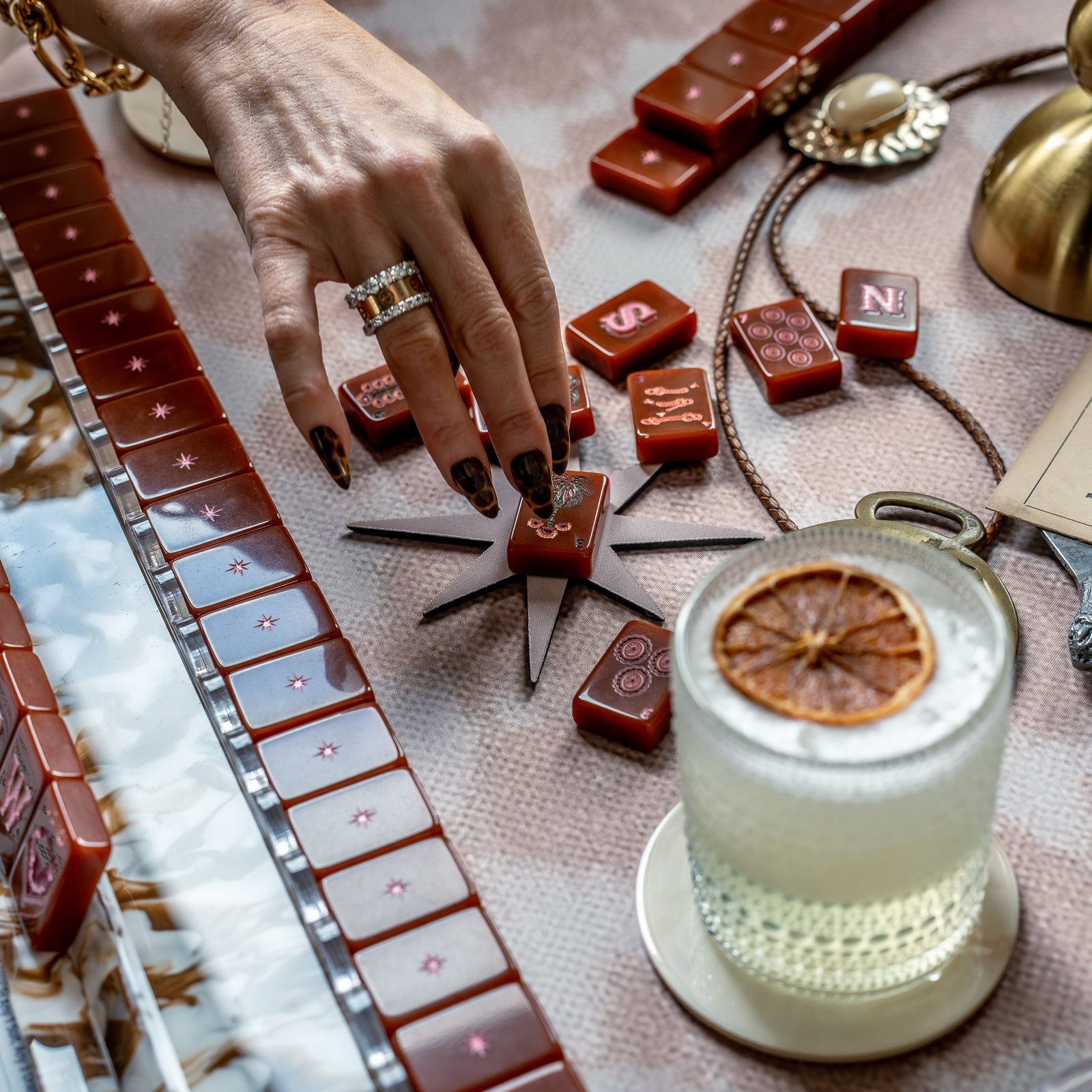 Star Mahjong Discard Mat | Taupe