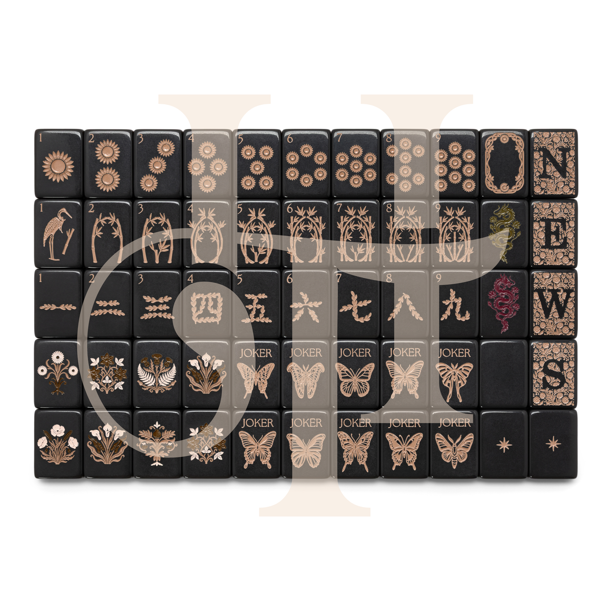 Petal & Loom Ink Mahjong Tile Set