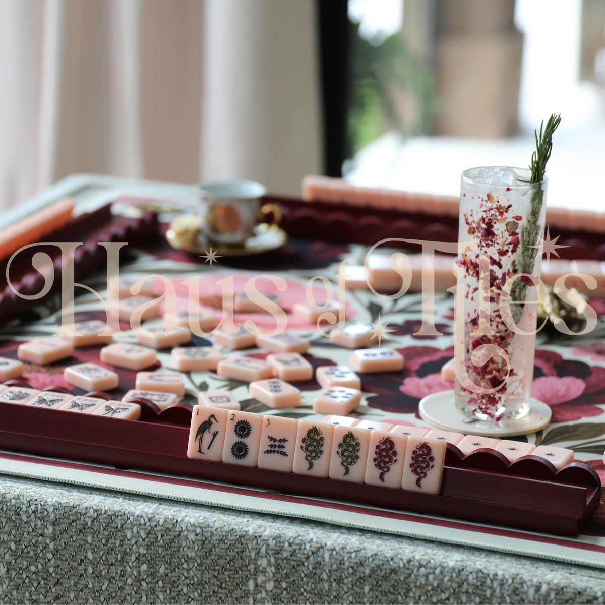 Petal & Loom Peony Mahjong Tile Set