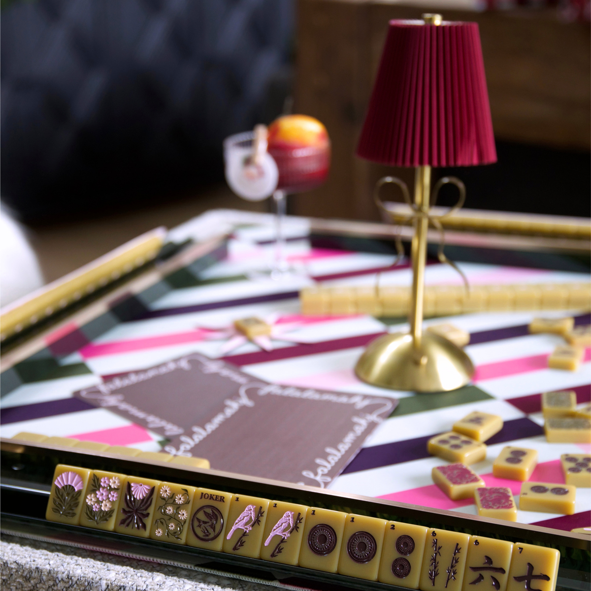 Sugar Plum Stripe Mahjong Mat | No Grommet COMING SOON