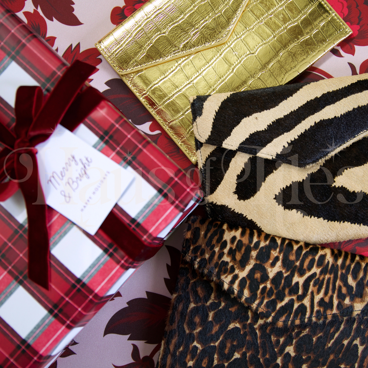 Mahjong Card Clutch | Zebra Calfhair