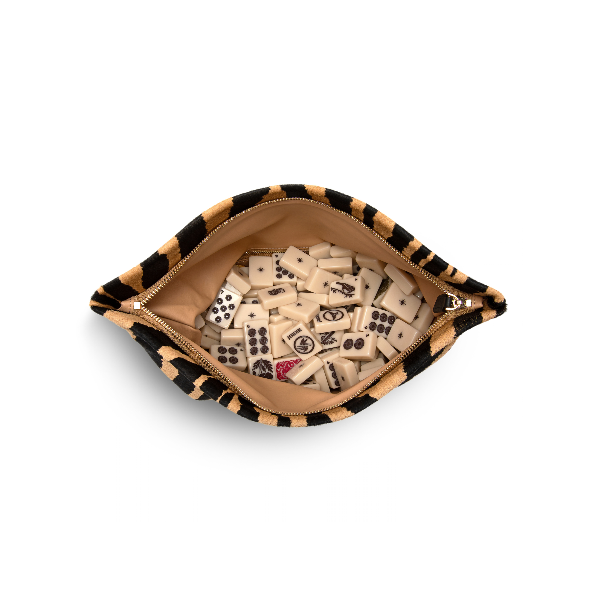 Zebra Calfhair Mahjong Tile Bag