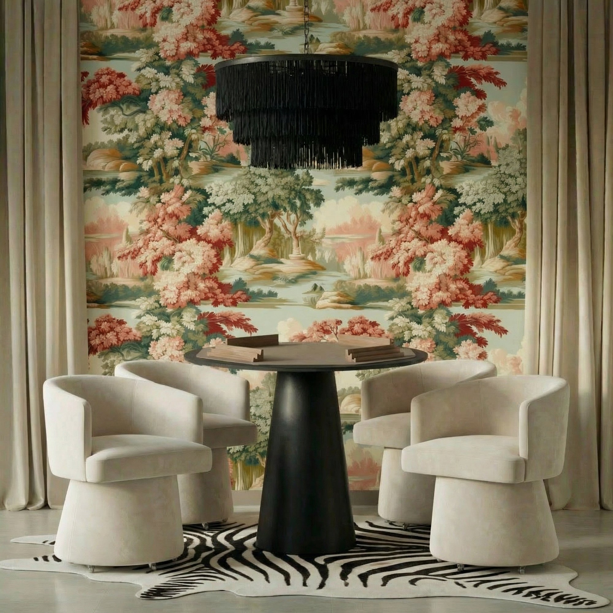 Kristen Ivory Chenille Rolling Mahjong Chair