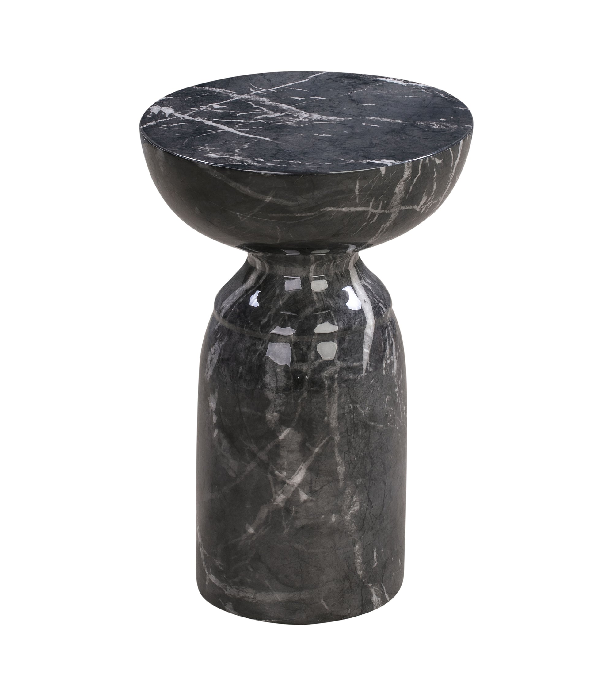 Rue Black Faux Marble Round Side Table