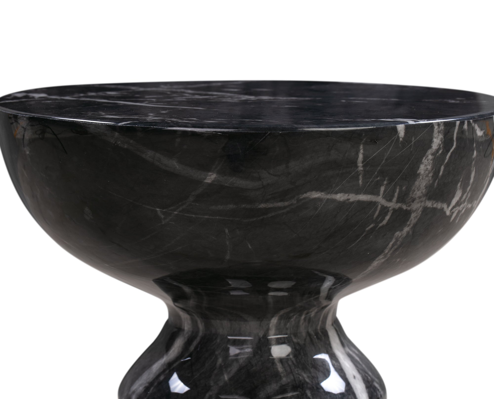 Rue Black Faux Marble Round Side Table