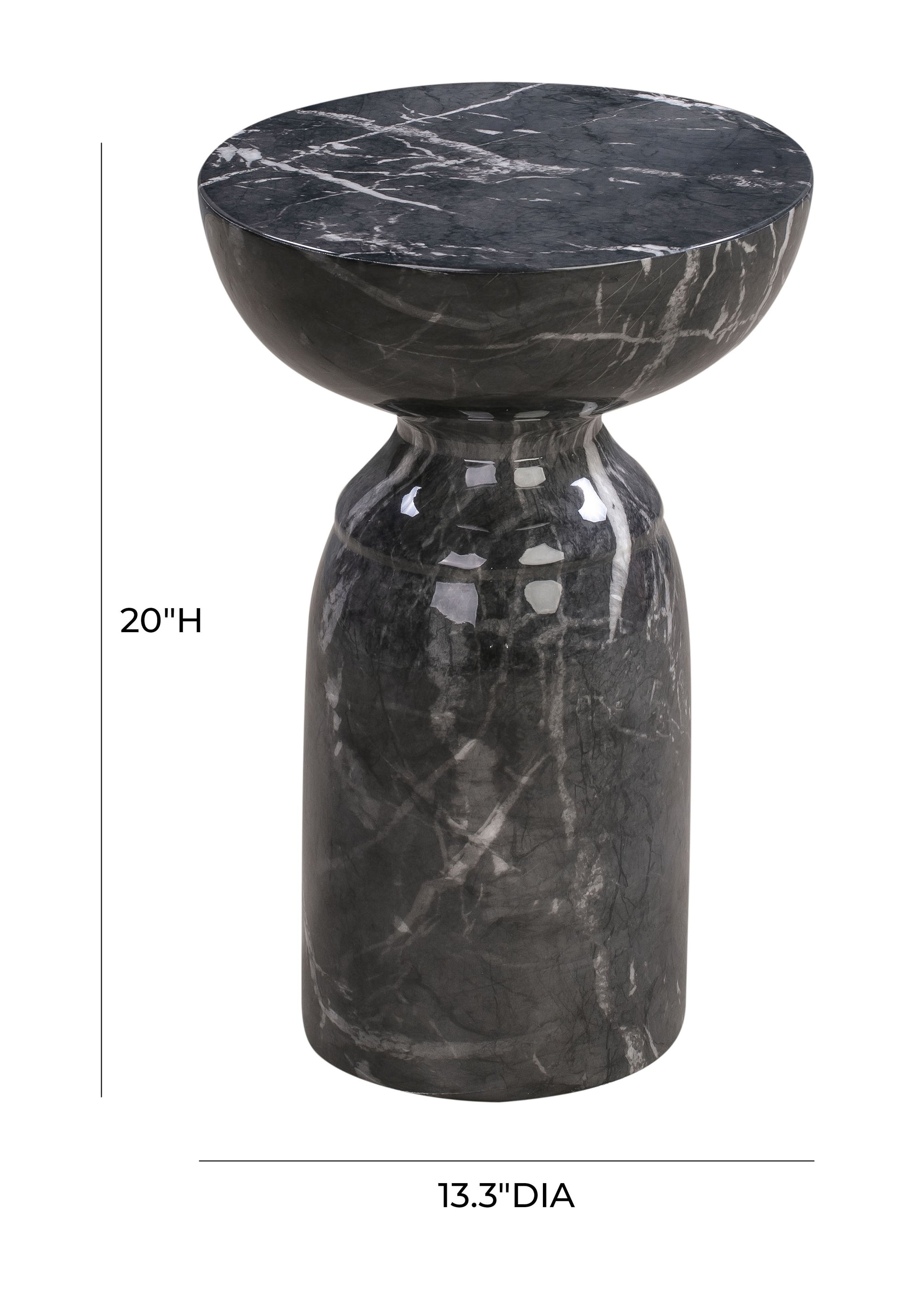 Rue Black Faux Marble Round Side Table