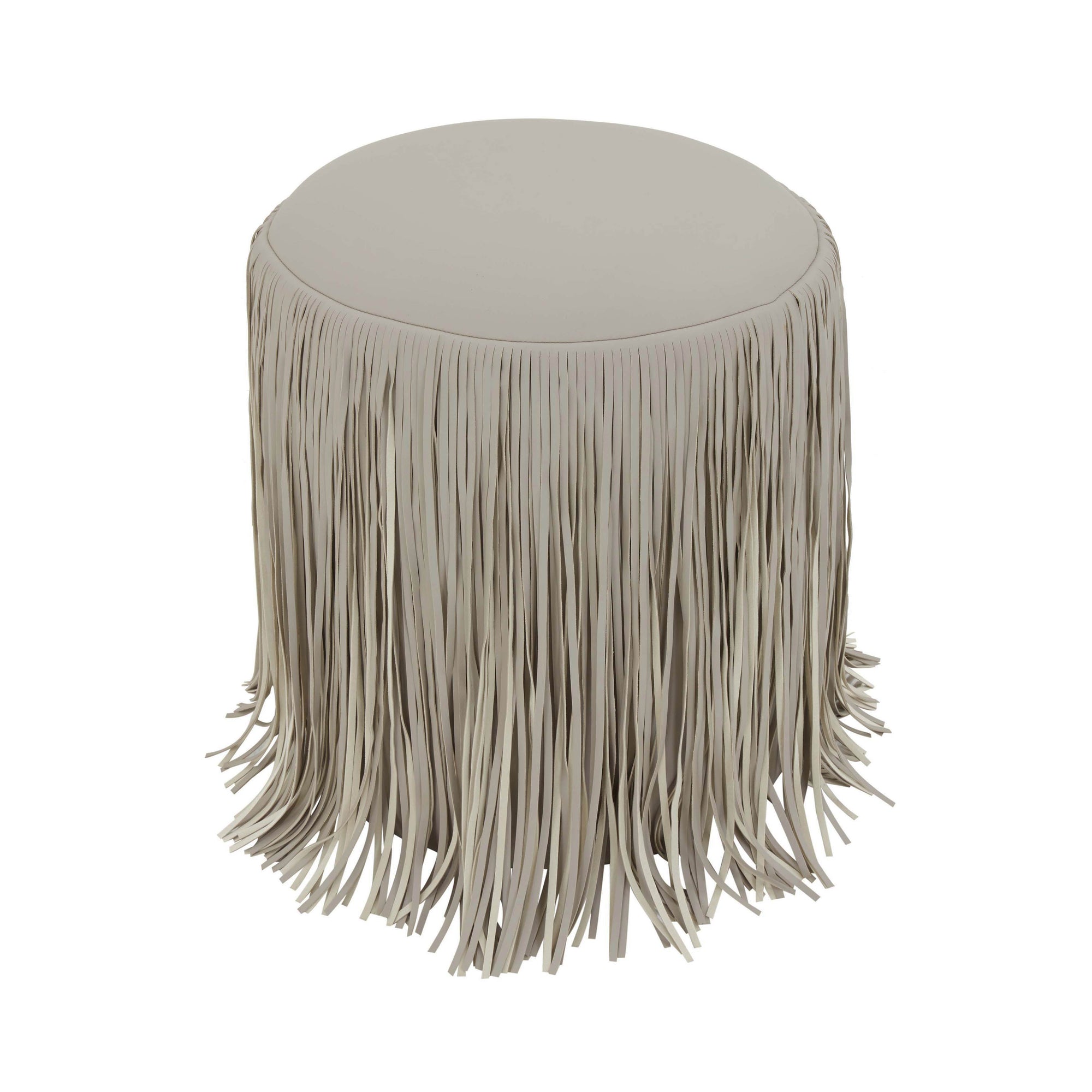 Fringe Grey Vegan Leather Stool
