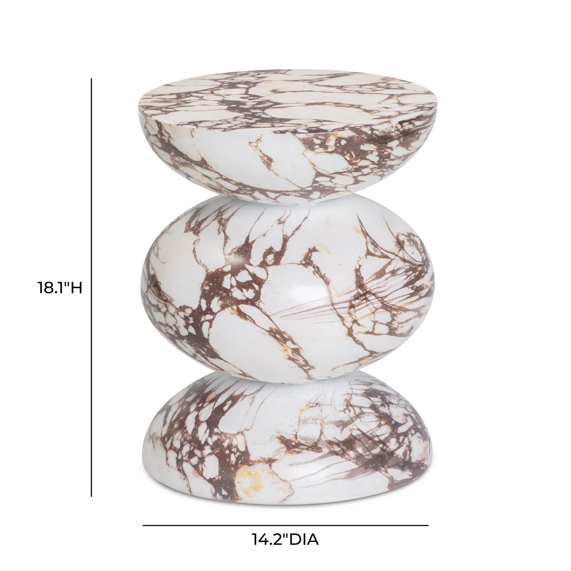 Pia Red Faux Marble Concrete Side Table