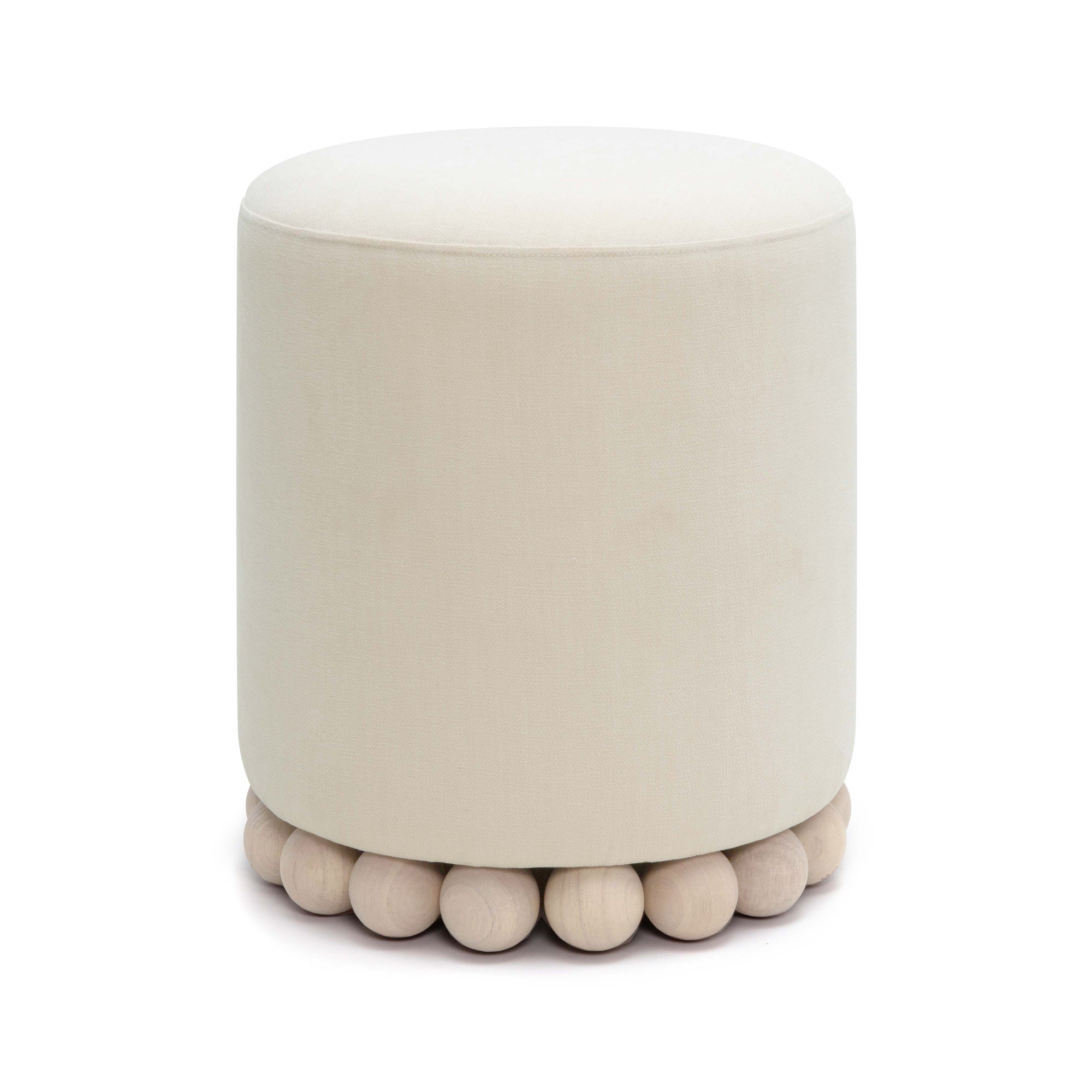 Dex Cream Upcycled Performance Fabric Ottoman