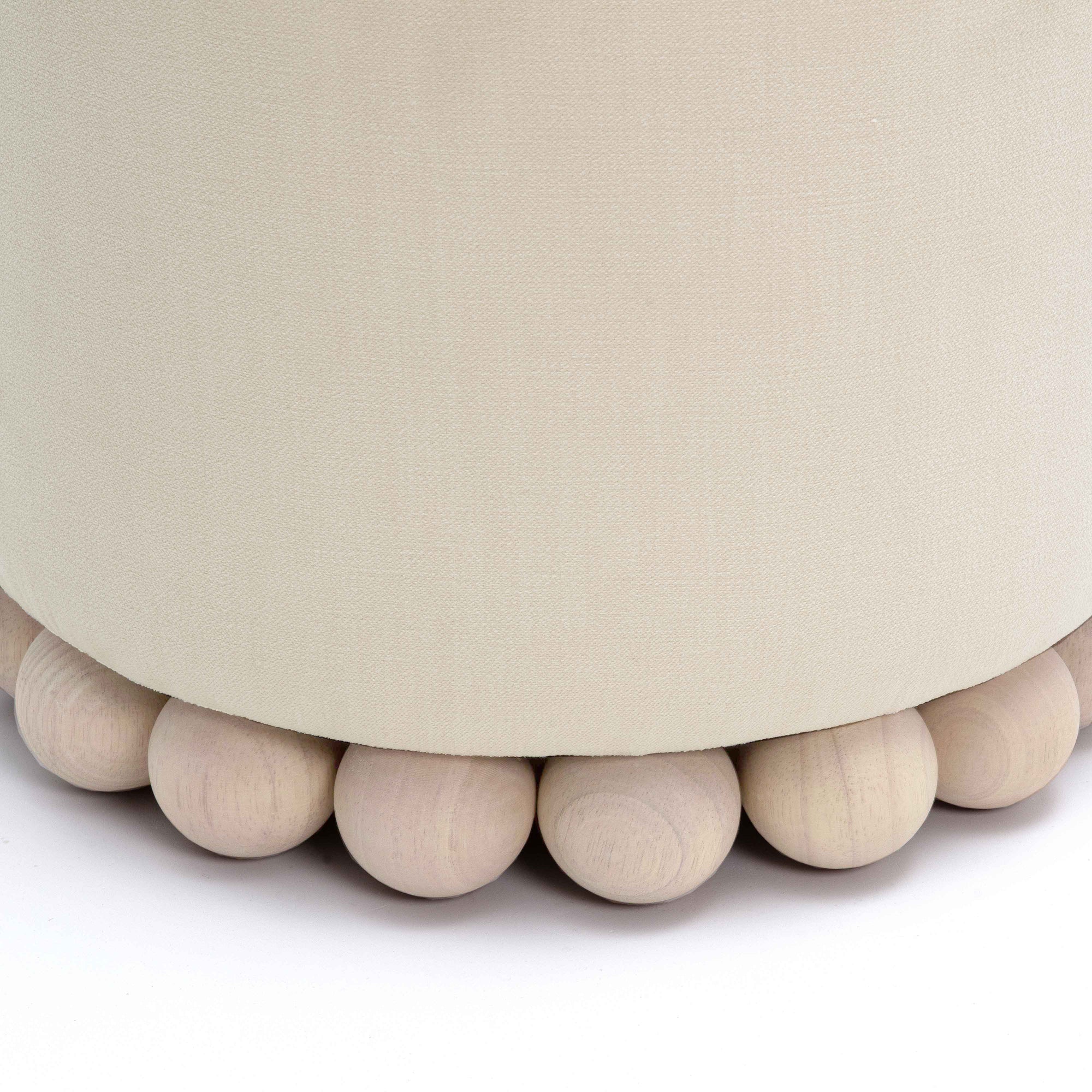 Dex Cream Upcycled Performance Fabric Ottoman