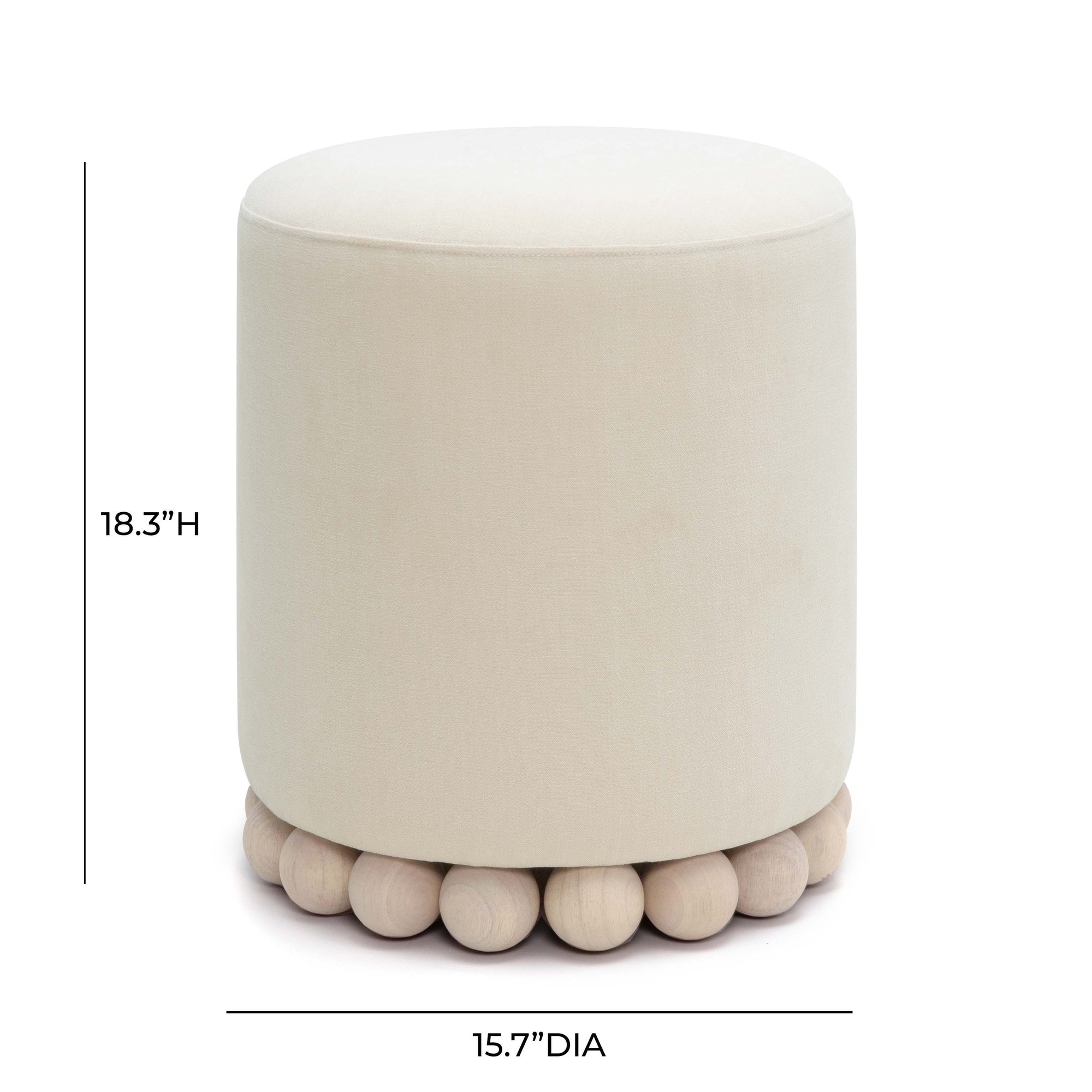 Dex Cream Upcycled Performance Fabric Ottoman