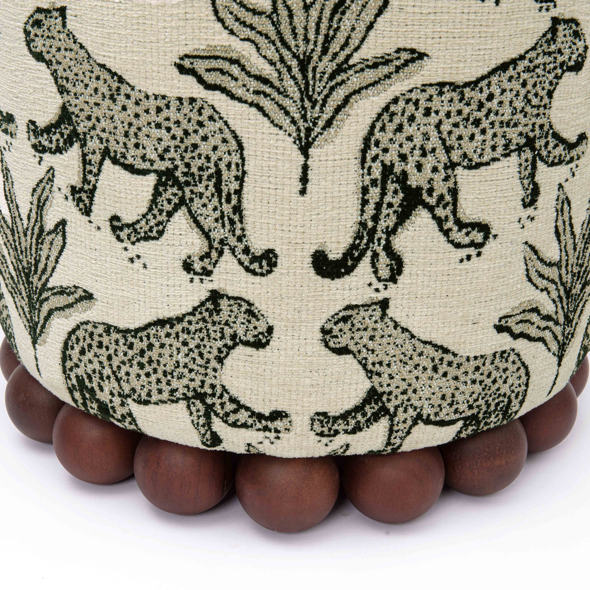 Dex Cream Leopard Performance Jacquard Ottoman