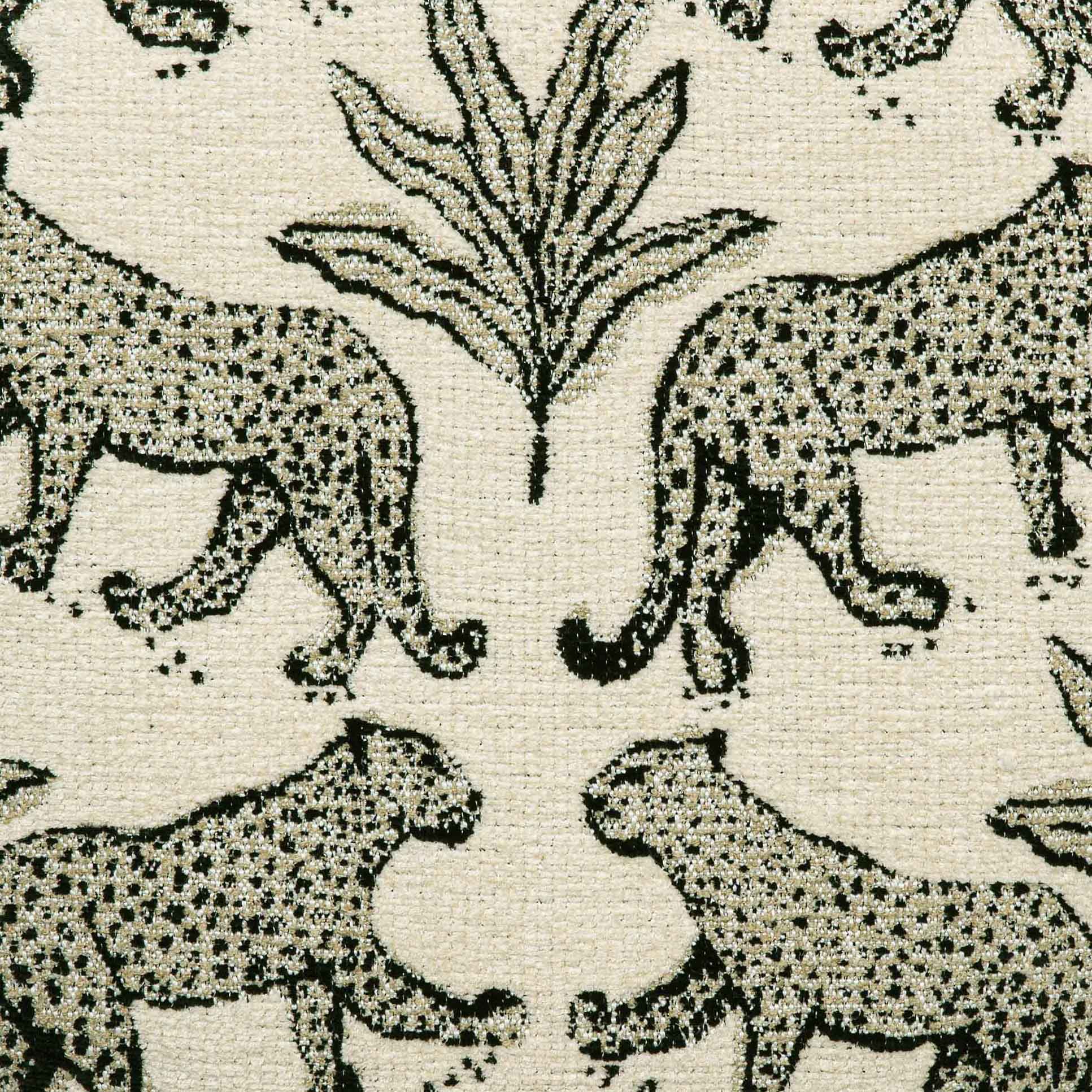 Dex Cream Leopard Performance Jacquard Ottoman