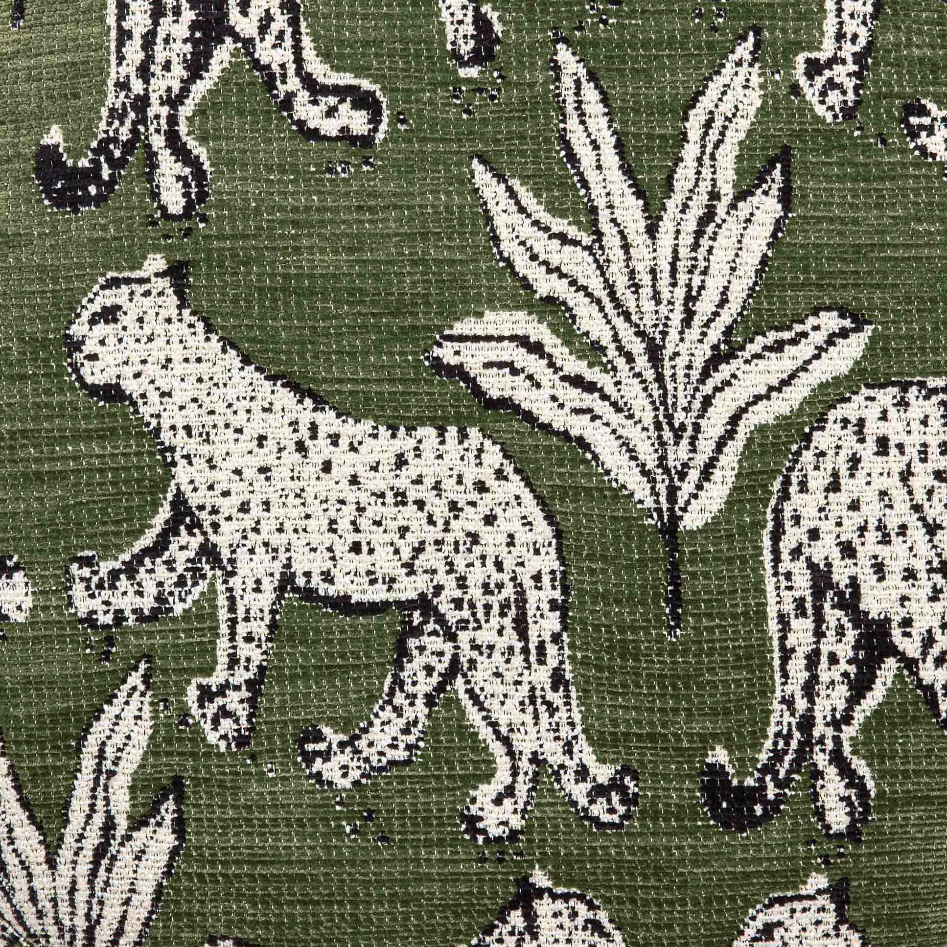 Dex Green Leopard Performance Jacquard Ottoman